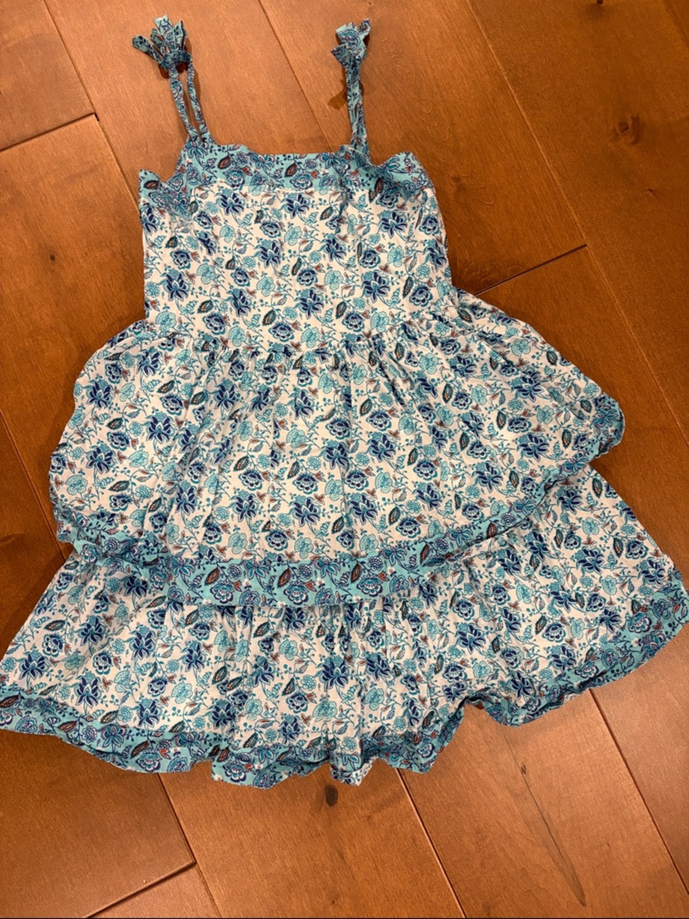 Janie and Jack Blue and White Floral Tiered Sundress